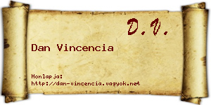 Dan Vincencia névjegykártya
